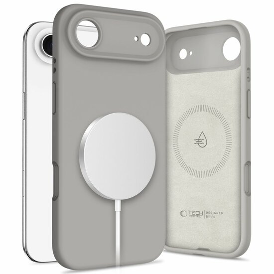 TechProtection Silicone MagSafe iPhone 17 Air hoesje grijs