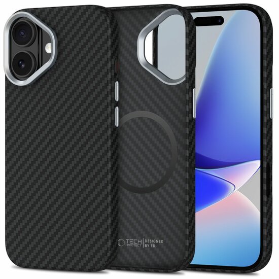 TechProtection Carbon MagSafe iPhone 17 hoesje zwart