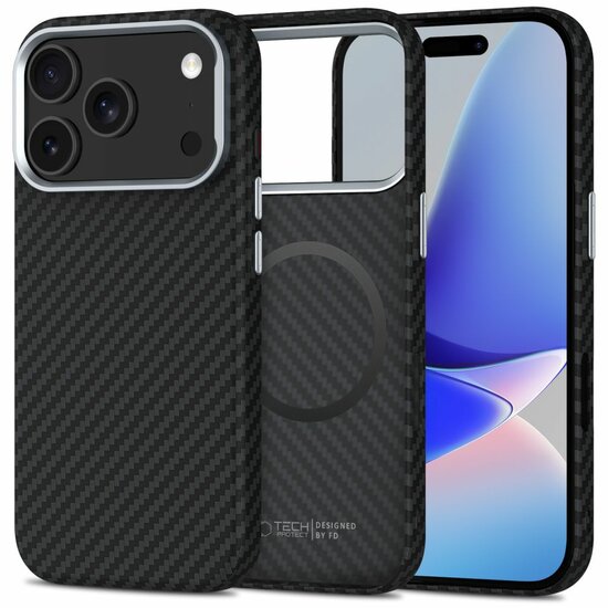 TechProtection Carbon MagSafe iPhone 17 Pro hoesje zwart