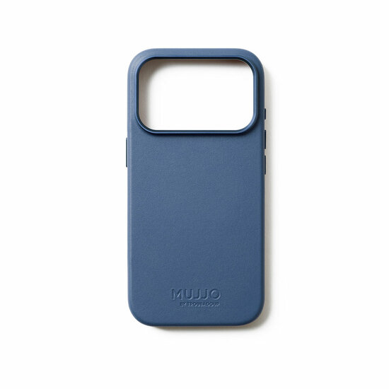 Mujjo Full Leather iPhone 17 Pro hoesje blauw