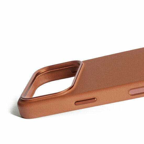 Mujjo Full Leather iPhone 17 Pro hoesje tan