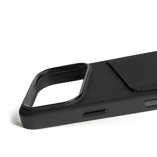 Mujjo Full Leather Wallet iPhone 17 Pro hoesje zwart