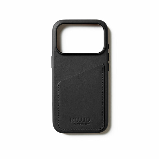 Mujjo Full Leather Wallet iPhone 17 Pro hoesje zwart