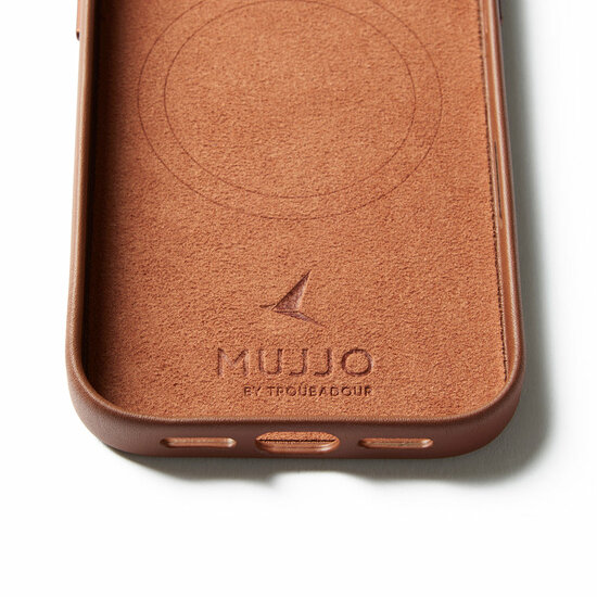 Mujjo Full Leather Wallet iPhone 17 Pro hoesje tan