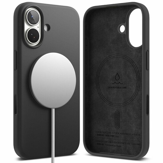 Ringke Siliconen MagSafe iPhone 17 hoesje zwart