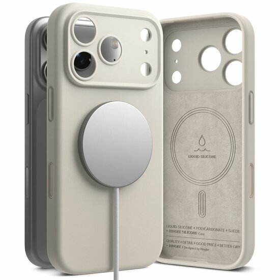 Ringke Siliconen MagSafe iPhone 17 Pro Max hoesje grijs