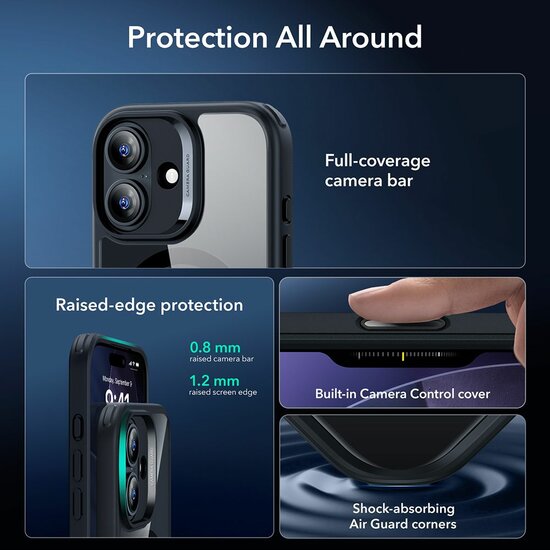 ESR Classic Hybrid MagSafe iPhone 17 hoesje + screenprotector zwart