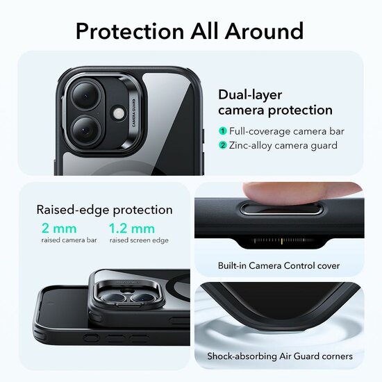 ESR Classic Hybrid Stand CC iPhone 17 hoesje zwart