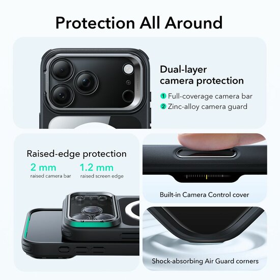 ESR Classic Hybrid Stand CC iPhone 17 Pro hoesje zwart