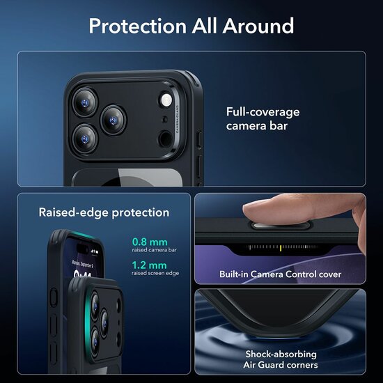 ESR Classic Hybrid MagSafe iPhone 17 Pro hoesje met screenprotector zwart