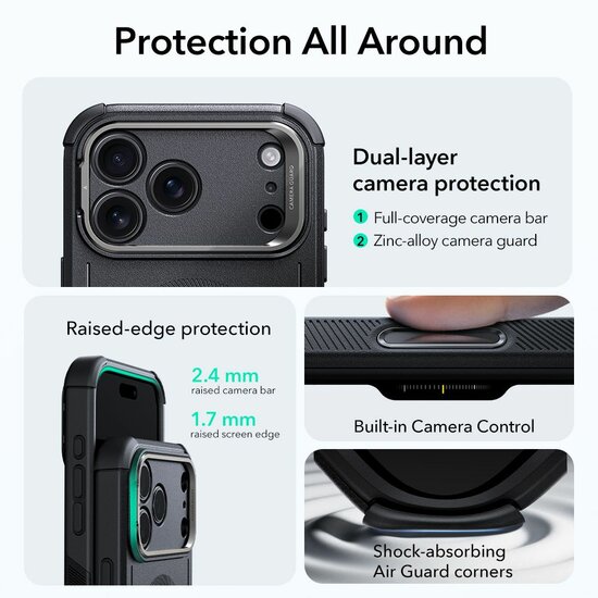 ESR Cyber Kickstand MagSafe iPhone 17 Pro Max hoesje zwart