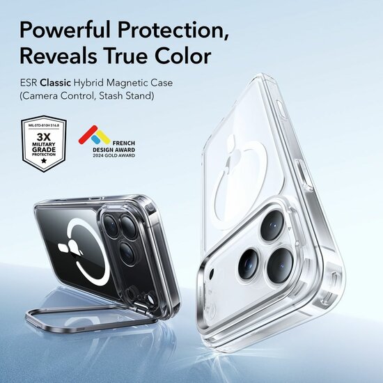 ESR Classic Hybrid Stand CC iPhone 17 Pro Max hoesje doorzichtig