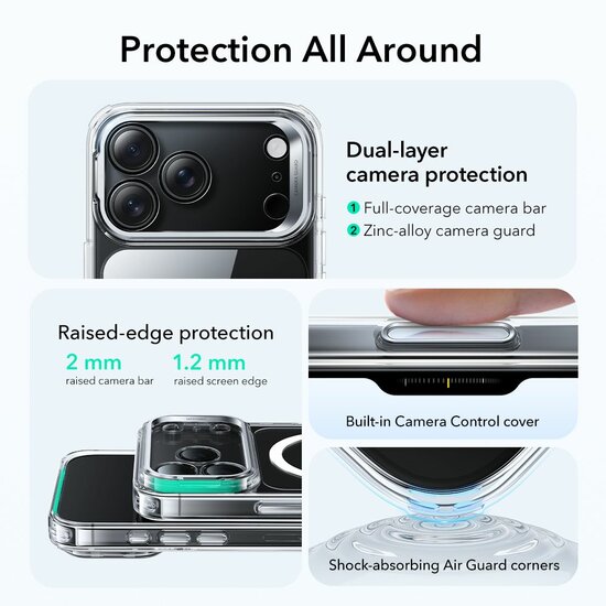 ESR Classic Hybrid Stand CC iPhone 17 Pro Max hoesje doorzichtig