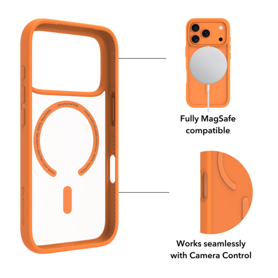 dbramante1928 Grenen MagSafe iPhone 17 Pro Max hoesje oranje