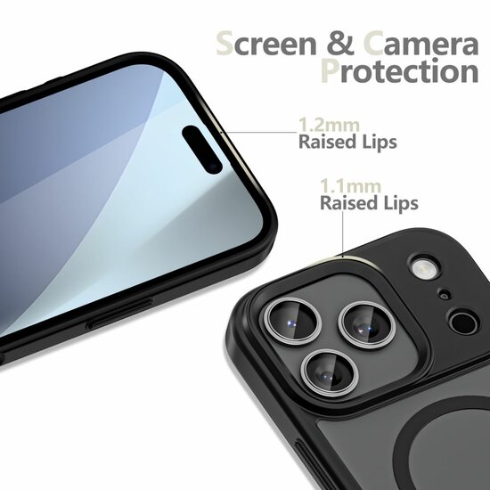 TechProtection Hybrid MagSafe iPhone 17 Pro hoesje mat zwart
