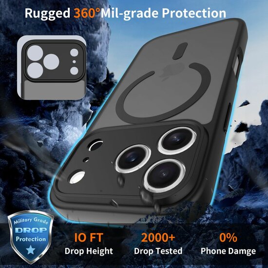TechProtection Slim MagSafe iPhone 17 Pro hoesje mat zwart