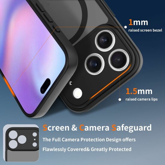 TechProtection Slim MagSafe iPhone 17 Pro hoesje mat zwart