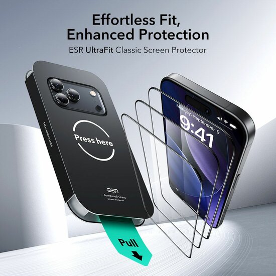 ESR UltraFit Tempered Glass iPhone 17 Pro Max screenprotector 2 pack
