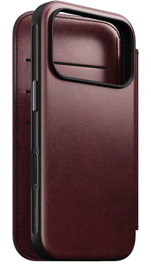 Nomad Modern Leather Folio Horween iPhone 17 Pro hoesje burgundy