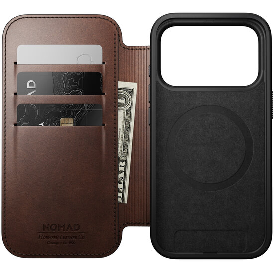 Nomad Modern Leather Folio Horween iPhone 17 Pro hoesje bruin