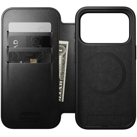 Nomad Modern Leather Folio Horween iPhone 17 Pro hoesje zwart