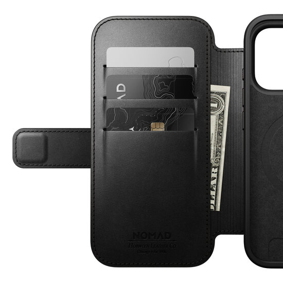 Nomad Modern Leather Folio Horween iPhone 17 Pro hoesje zwart