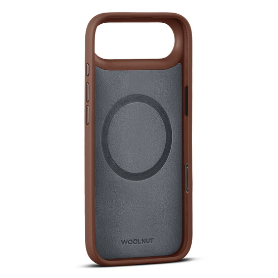 Woolnut leren MagSafe iPhone 17 Air hoesje cognac