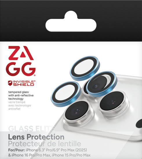ZAGG InvisibleShield iPhone 17 Pro / iPhone 17 Pro Max camera protector blauw