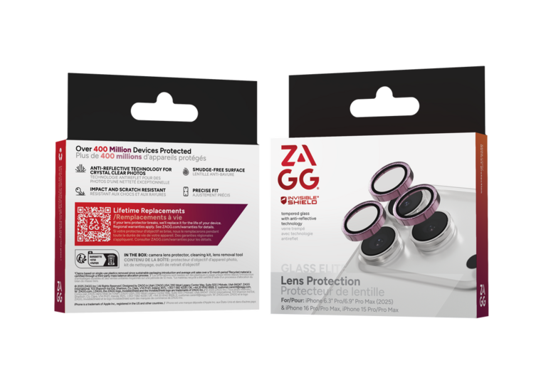 ZAGG InvisibleShield iPhone 17 Pro / iPhone 17 Pro Max camera protector roze glitter