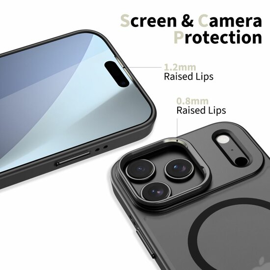 TechProtection MagStand MagSafe iPhone 17 Pro Max hoesje zwart