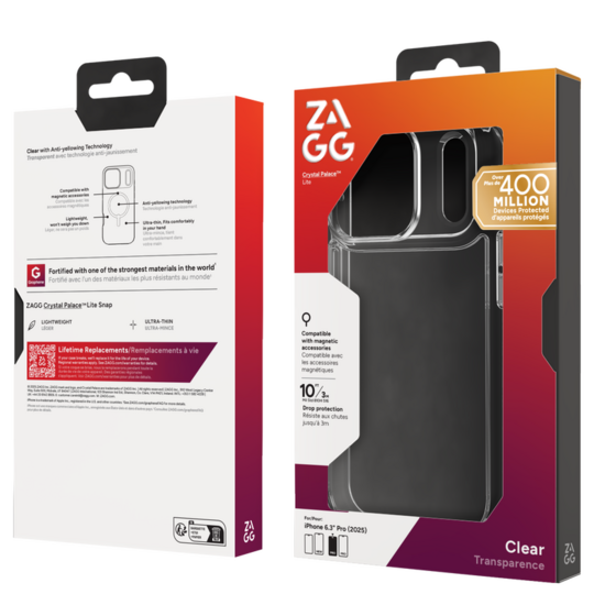 ZAGG Crystal Palace Lite iPhone 17 Pro hoesje doorzichtig