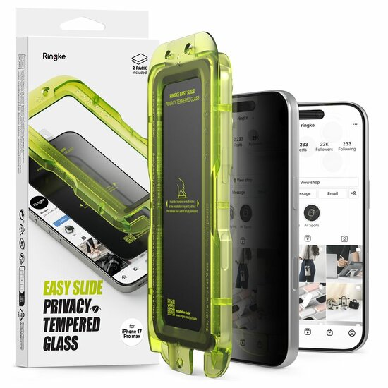 Ringke Easy Slide Privacy glazen iPhone 17 Pro Max screenprotector 2 pack