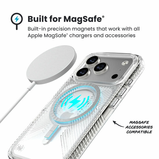 Speck Presidio Perfect Clear Clicklock iPhone 17 Pro Max hoesje transparant