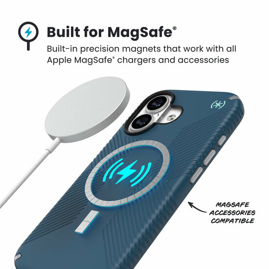 Speck Presidio 2 Grip MagSafe iPhone 17 hoesje blauw