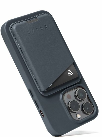 Mujjo leren MagSafe Card Wallet hoesje basalt