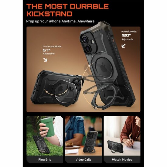 Supcase UB Grip MagSafe iPhone 17 hoesje zwart