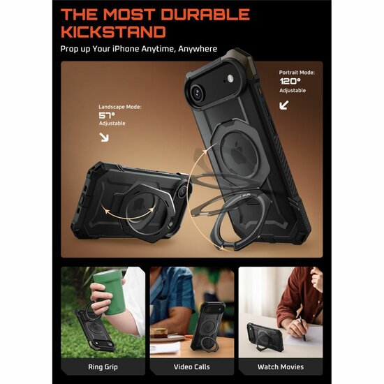 Supcase UB Grip MagSafe iPhone Air hoesje zwart