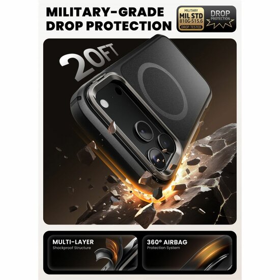 Supcase Ares Flip MagSafe iPhone 17 Pro Max hoesje zwart