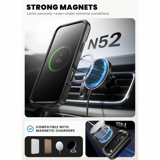 Supcase Ares Flip MagSafe iPhone 17 Pro Max hoesje zwart