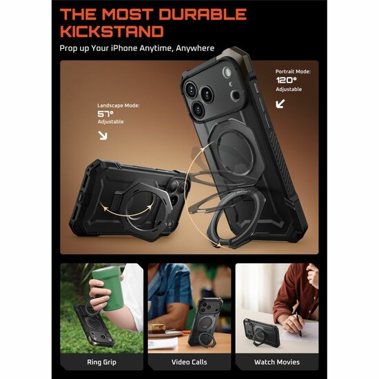 Supcase UB Grip MagSafe iPhone 17 Pro Max hoesje zwart