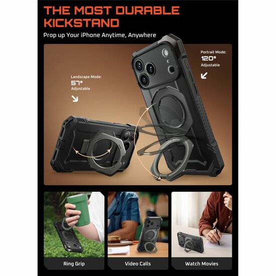 Supcase UB Grip MagSafe iPhone 17 Pro Max hoesje grijs