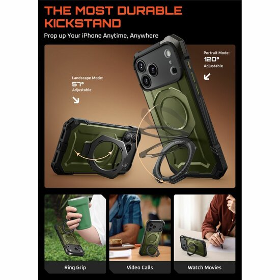 Supcase UB Grip MagSafe iPhone 17 Pro Max hoesje groen