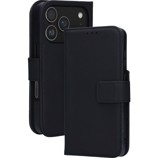 Mobiparts leren 2 in 1 Wallet iPhone 17 Pro hoesje zwart