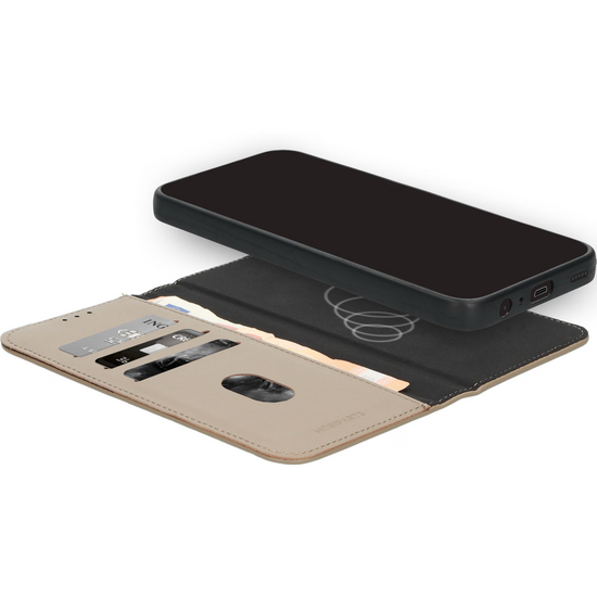 Mobiparts leren 2 in 1 Wallet iPhone 17 Pro hoesje beige