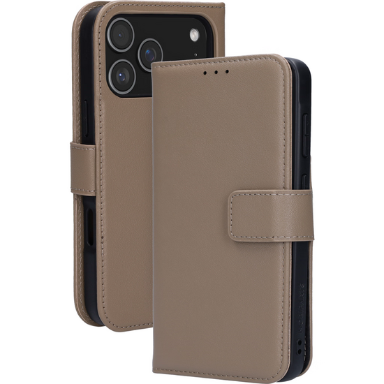 Mobiparts leren 2 in 1 Wallet iPhone 17 Pro Max hoesje beige