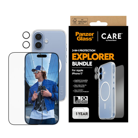 PanzerGlass Combat 3 in 1 bundel iPhone 17 hoesje screen en camera protector