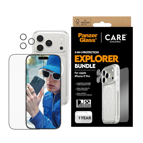 PanzerGlass Combat 3 in 1 bundel iPhone 17 Pro hoesje screen en camera protector