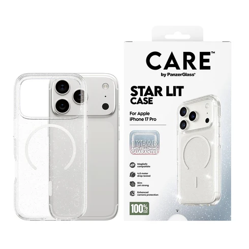 PanzerGlass CARE Urban Combat MagSafe iPhone 17 Pro hoesje doorzichtig star lit wit