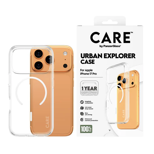PanzerGlass CARE Urban Combat MagSafe iPhone 17 Pro hoesje transparant wit