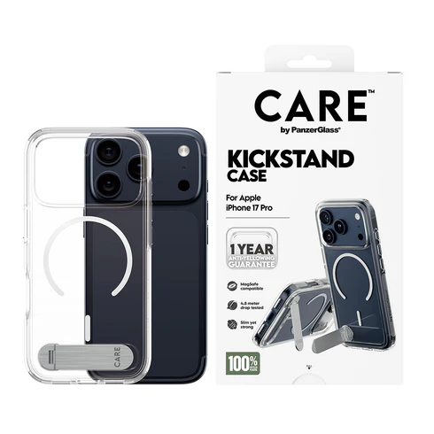 PanzerGlass CARE met kickstand MagSafe iPhone 17 Pro hoesje transparant